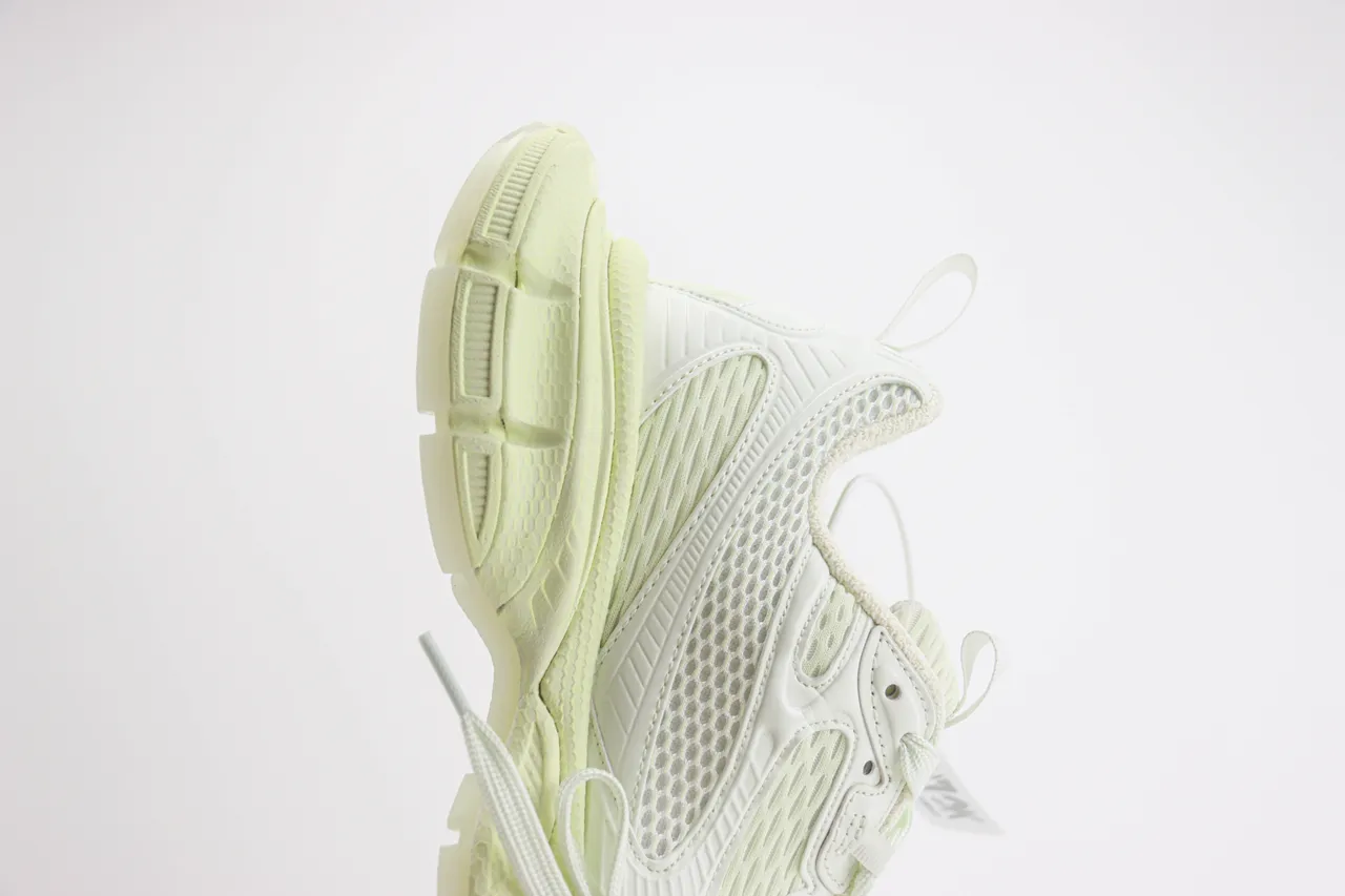 Pale Lime-Green Chunky Sole Mesh-Synthetic Lifestyle Sneaker 4