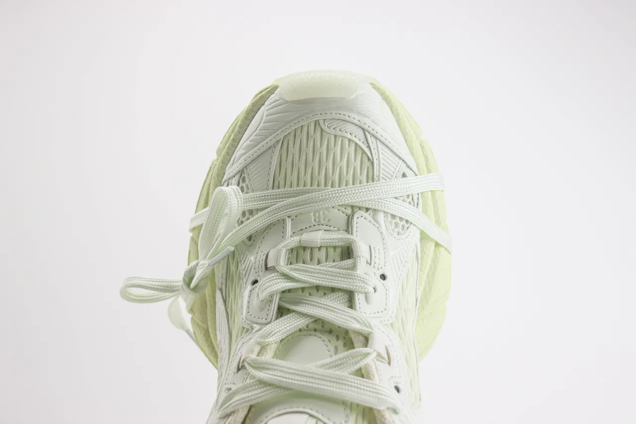 Pale Lime-Green Chunky Sole Mesh-Synthetic Lifestyle Sneaker 6