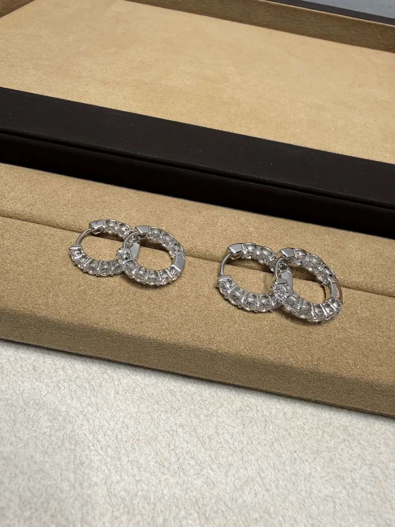 Pavé-Set Continuous Stone Hoop Earrings 4