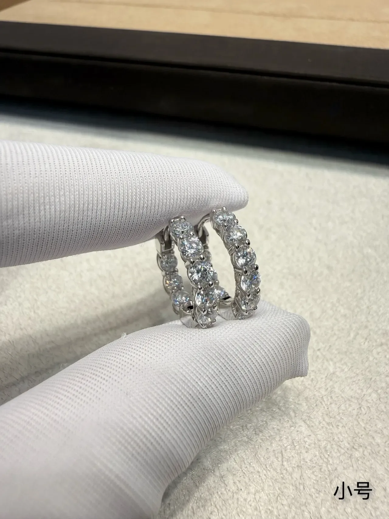 Pavé-Set Continuous Stone Hoop Earrings 8