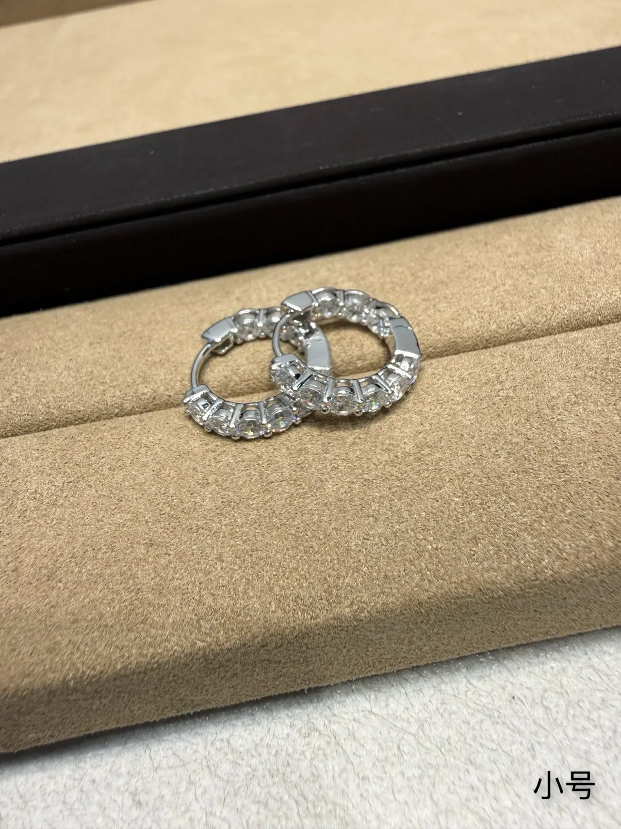 Pavé-Set Continuous Stone Hoop Earrings 9