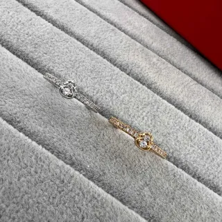 Pavé-Set Floral Motif Dual-Tone Stackable Rings