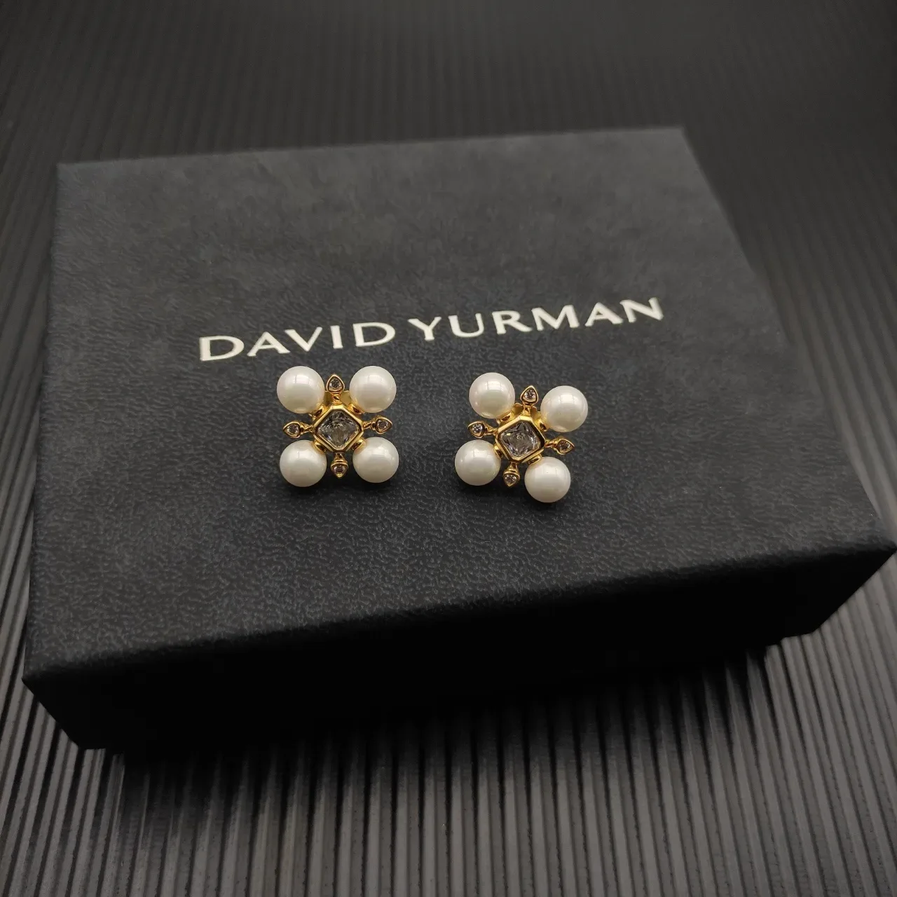 Pearl and Diamond Cross-Set Stud Earrings 11