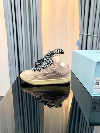 Pink Beige Laceless Perforated Upper Sneakers 4