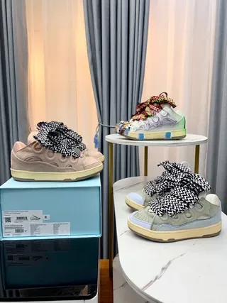 Pink Beige Laceless Perforated Upper Sneakers 8