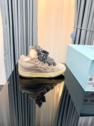 Pink Beige Laceless Perforated Upper Sneakers 9