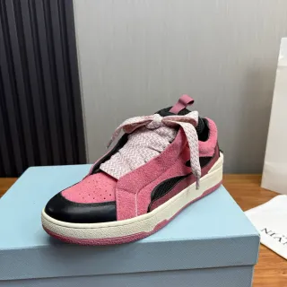 وردي أسود بدون أحزمة Slip-On سويدي و جلد حذاء رياضي