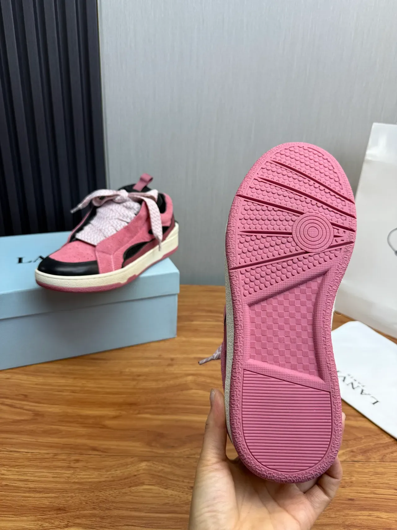 Pink Black Laceless Slip-On Suede And Leather Sneakers 11