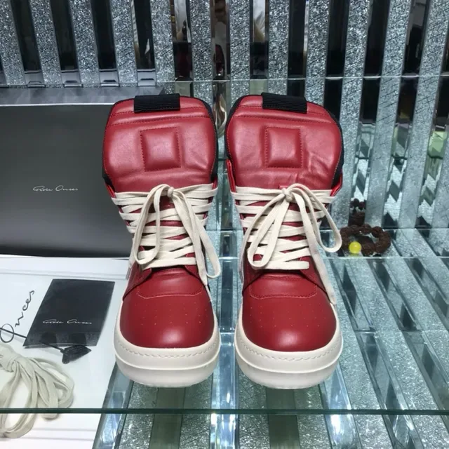 Red and Cream Panelled High-Top Platform Sneakers 8