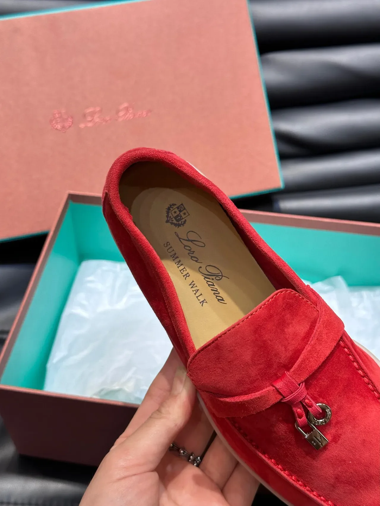 Red Beige Suede Upper Tassel Strap Loafer 8