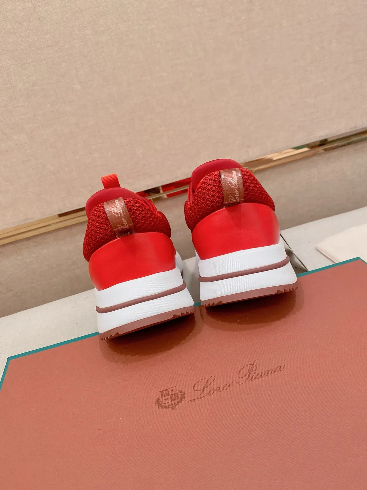Red Knit Mesh Low-Top Lifestyle Sneaker 3