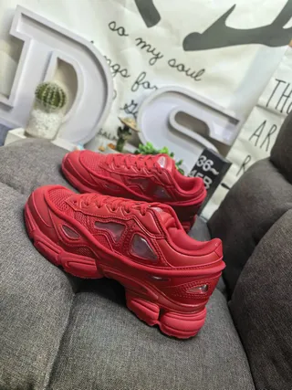 Red Monochromatic Sculpted Multi-Layered Sole Chunky Sneakers 7