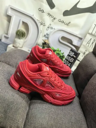 Red Monochromatic Sculpted Multi-Layered Sole Chunky Sneakers 9