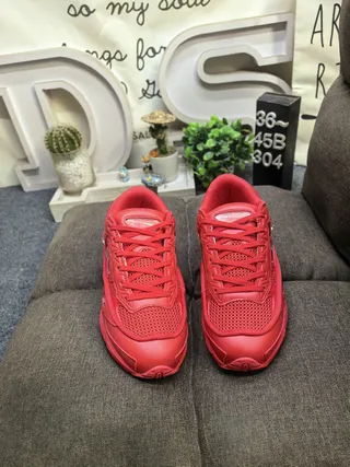 Red Monochromatic Sculpted Multi-Layered Sole Chunky Sneakers 10