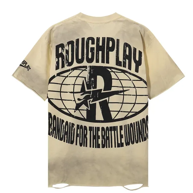 ROUGH Graphic Print Distressed Hem Oversized T-Shirt 2