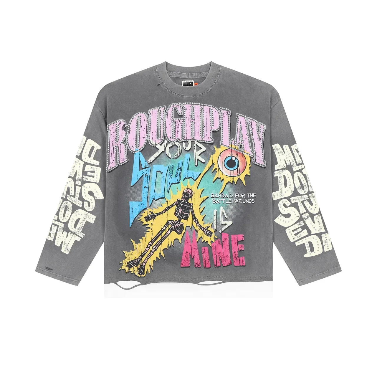 ROUGH Graphic-Print Studded Text Long-Sleeve T-Shirt 2