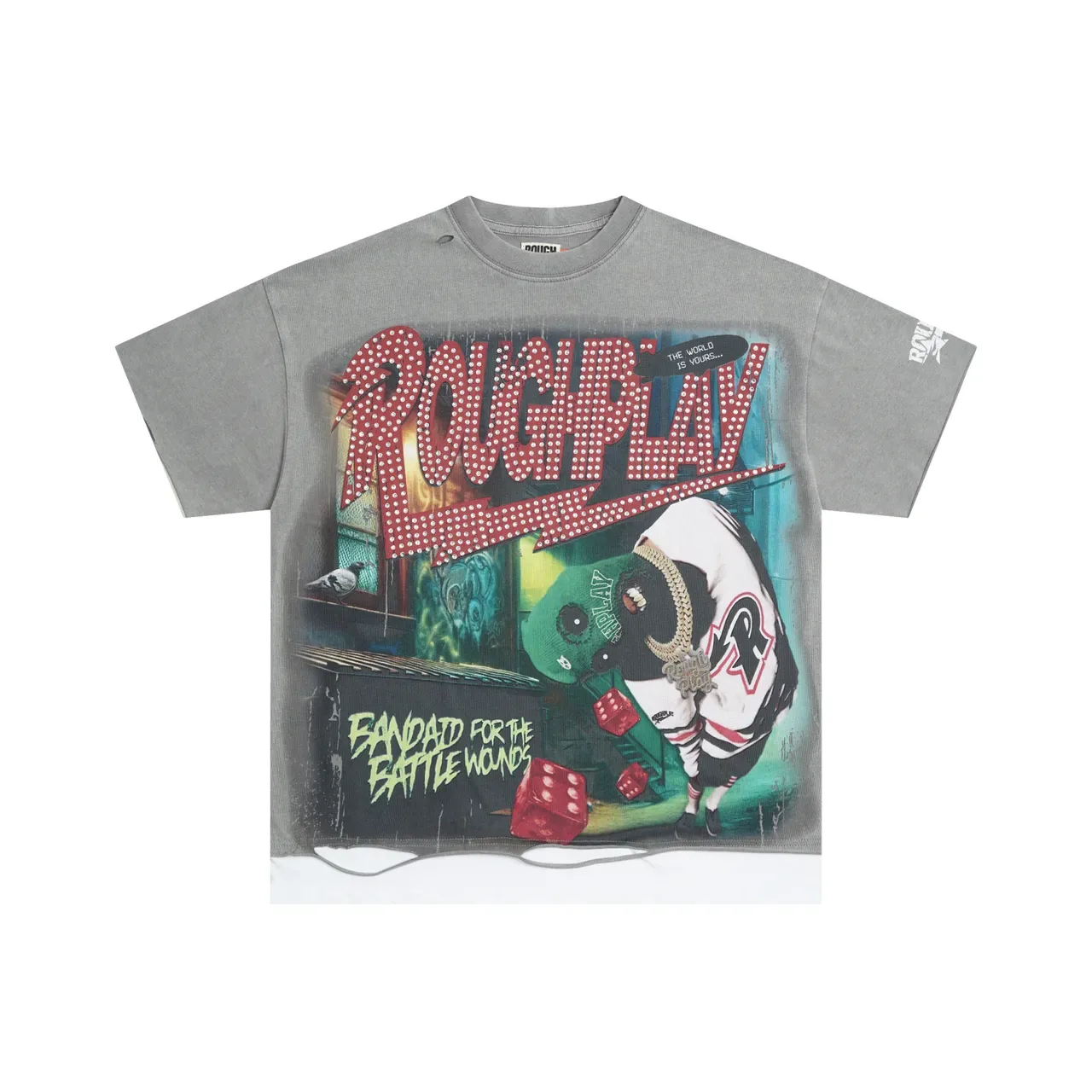 Rough Play Oversized Distressed Graphic T-Shirt 3
