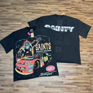 Saints Global 赛车图案黑色T恤