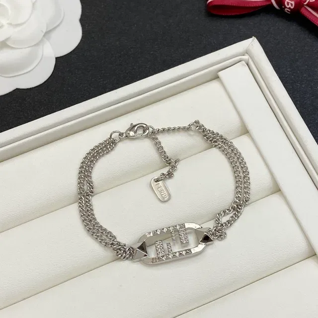 Silver and Gold Pavé Geometric Charm Chain Bracelets 3