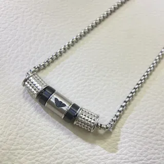 Silver Black Chain Cylindrical Pendant Jewelry