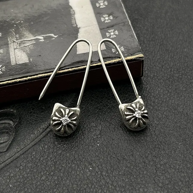 चाँदी सोने का फूल नमूना सुरक्षा पिन सिल्हूट ब्रोच 7