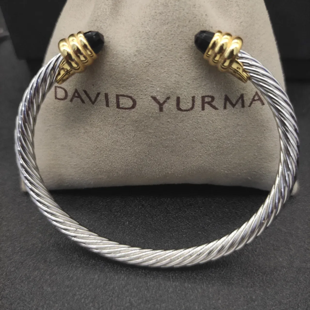 Silver Gold Twisted Cable Two-Tone Metal Bracelet 3