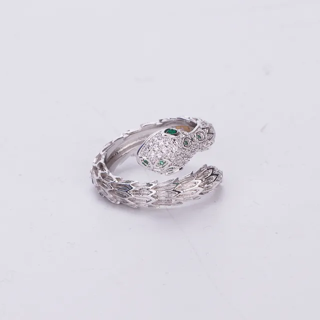 Silver Green Serpent-Coil Silhouette Articulated Scale Motif Bracelet 7