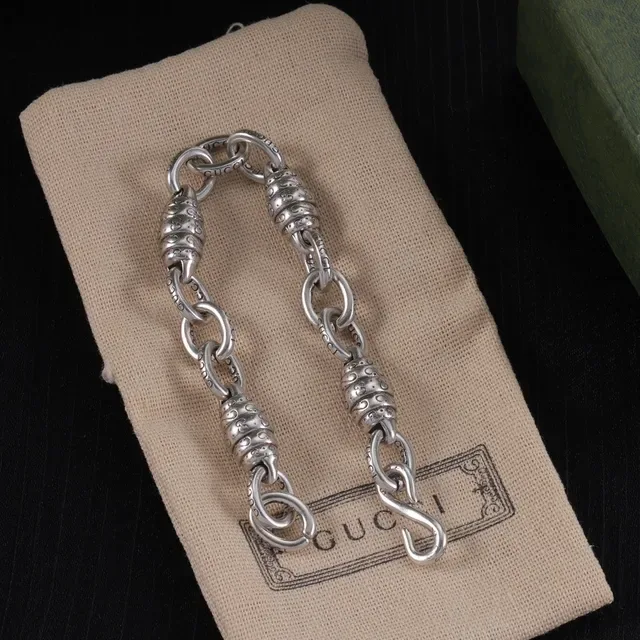 Silver Oxidized Barrel-Bead Links Necklace 3