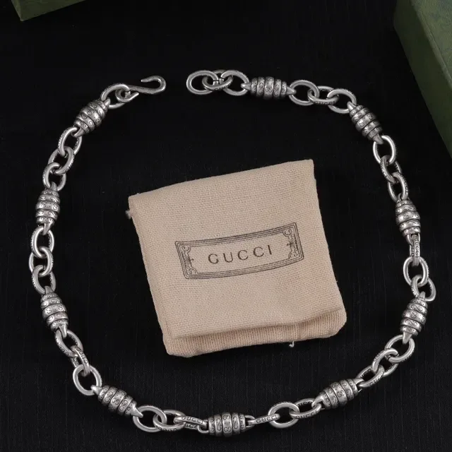 Silver Oxidized Barrel-Bead Links Necklace 6
