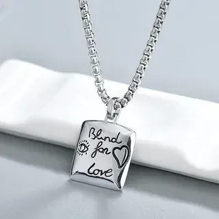 Collier Pendentif Cœur Argent Carré Gravé 'Blind for Love'