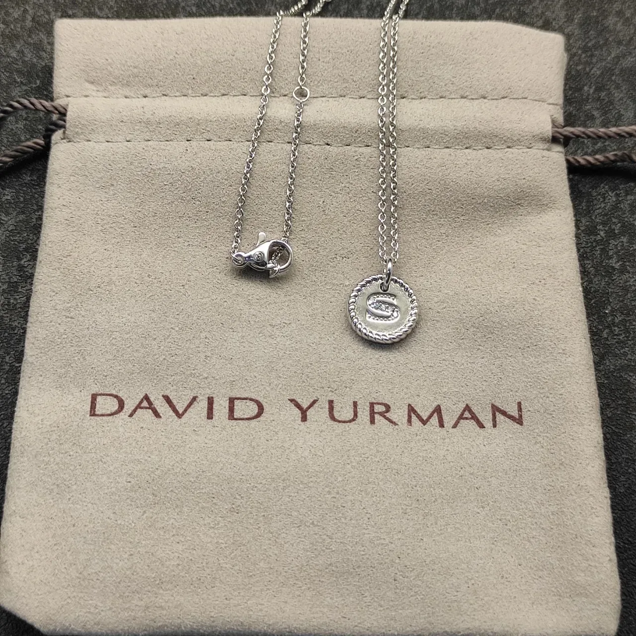 Silver-Tone Rope-Edge Initial S Pendant Necklace 5