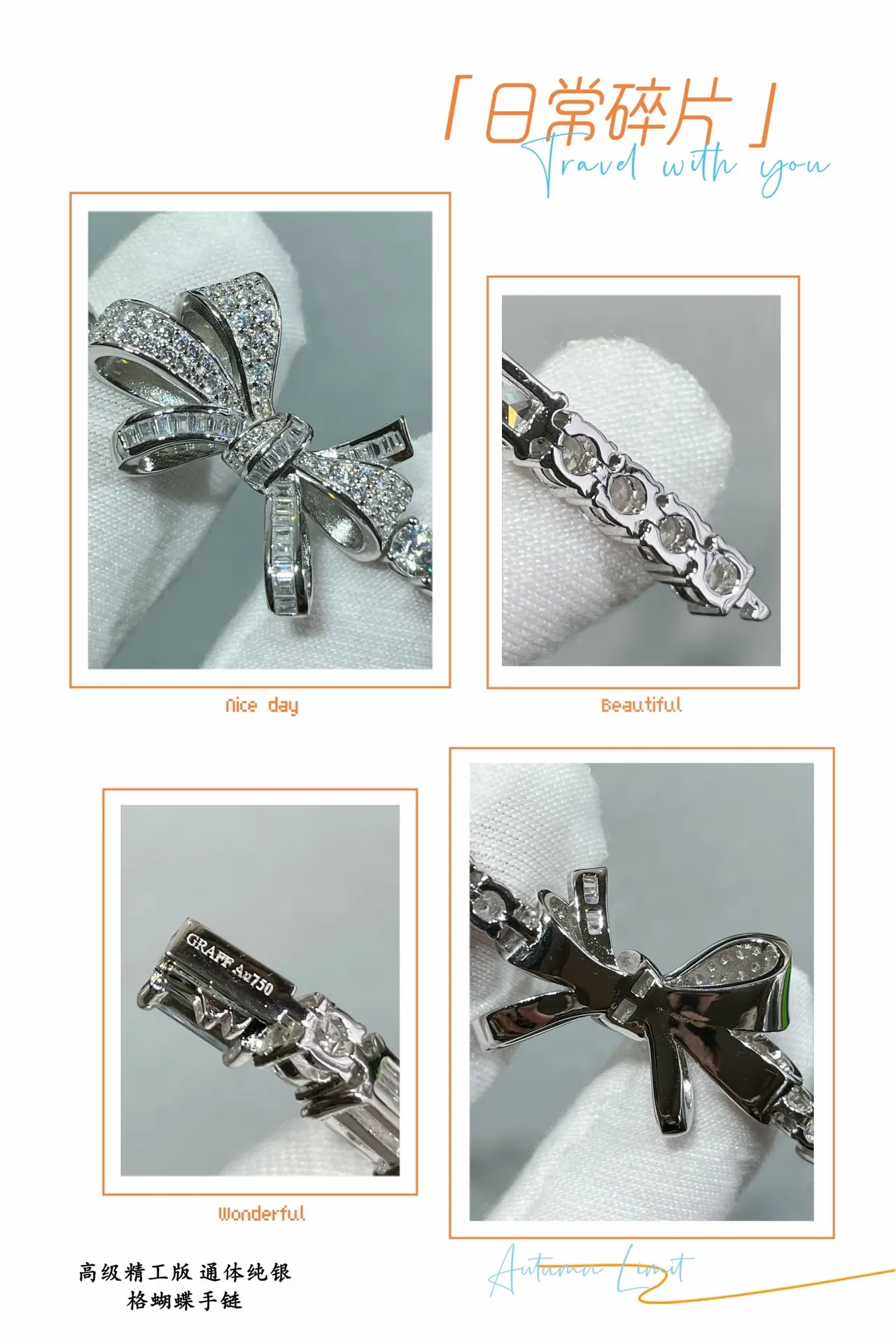 Silver-Toned Bow Motif Pavé Stone Bracelet 2