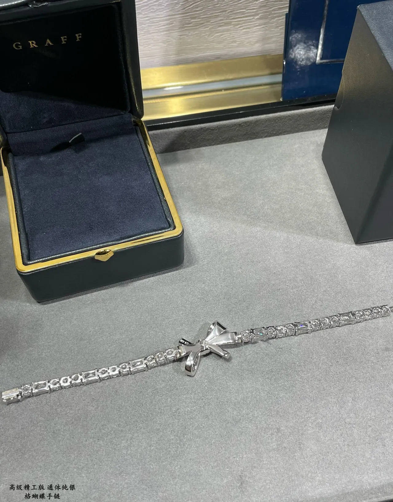 Silver-Toned Bow Motif Pavé Stone Bracelet 3