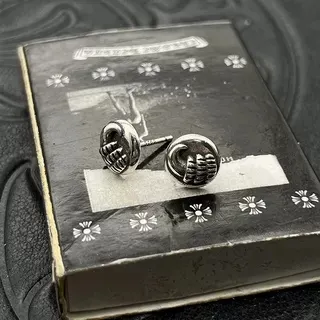 Silver-Toned Knuckle Fist Stud Earrings 5