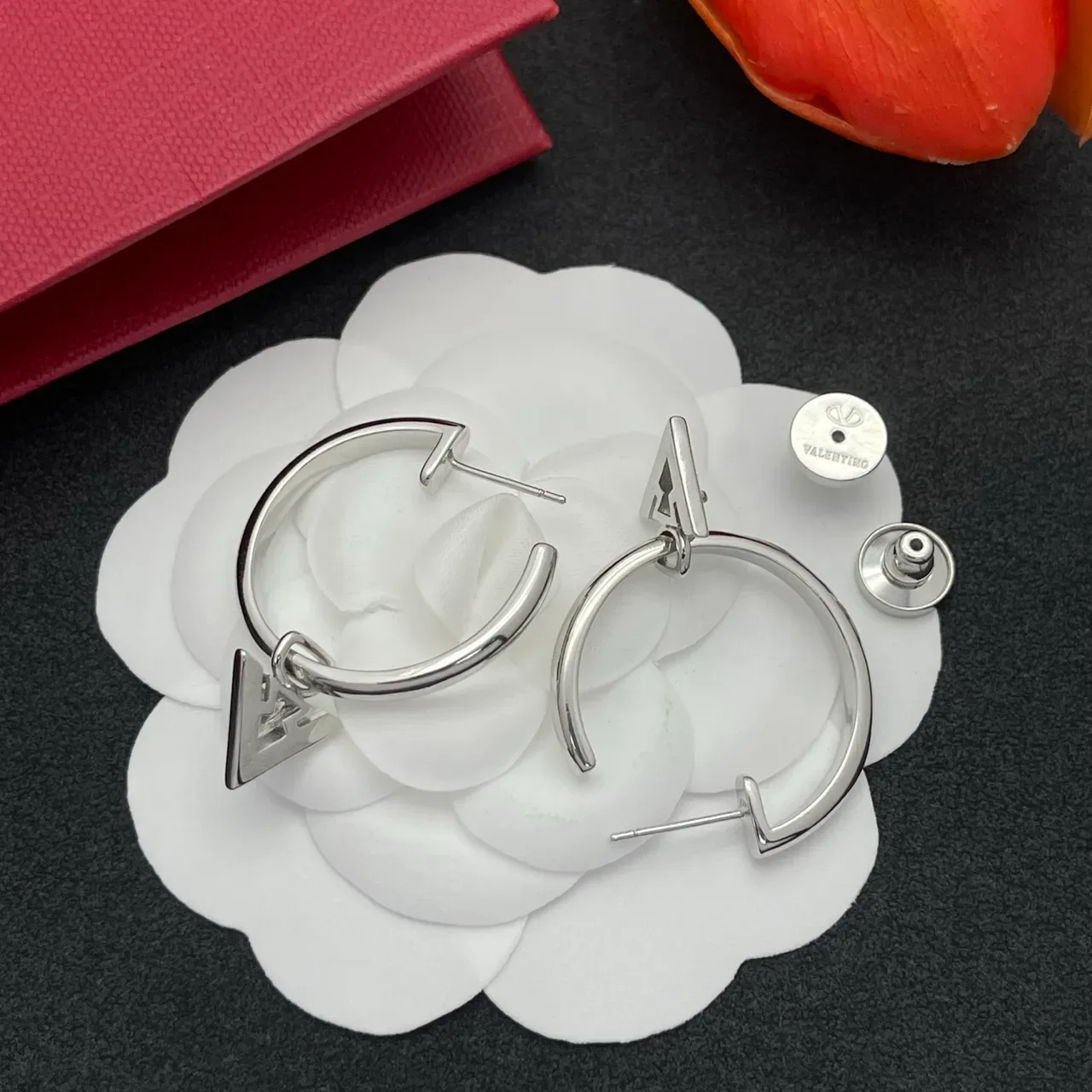 Silver Transparent Polished Hoop Earrings 4