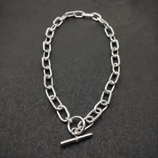 سوار فضي سلاسل حبل متشابكة مع إغلاق تيل