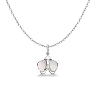 Collier Chaîne Argent Blanc Mère de Perle Inlay