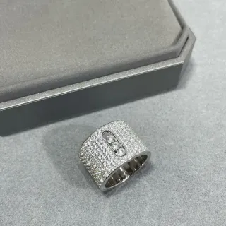 Silver White Wide Band Pavé-Set Ring — Generic hats & beanies supplier image