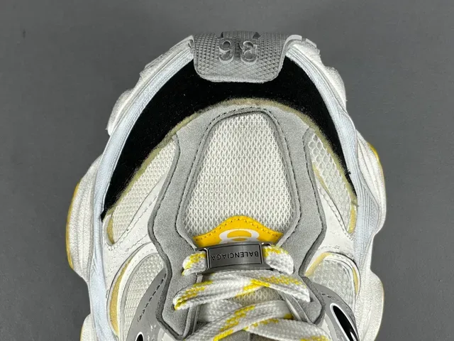 Skechers White Yellow Sole Layered Mesh And Synthetic Upper Chunky Sneakers 16
