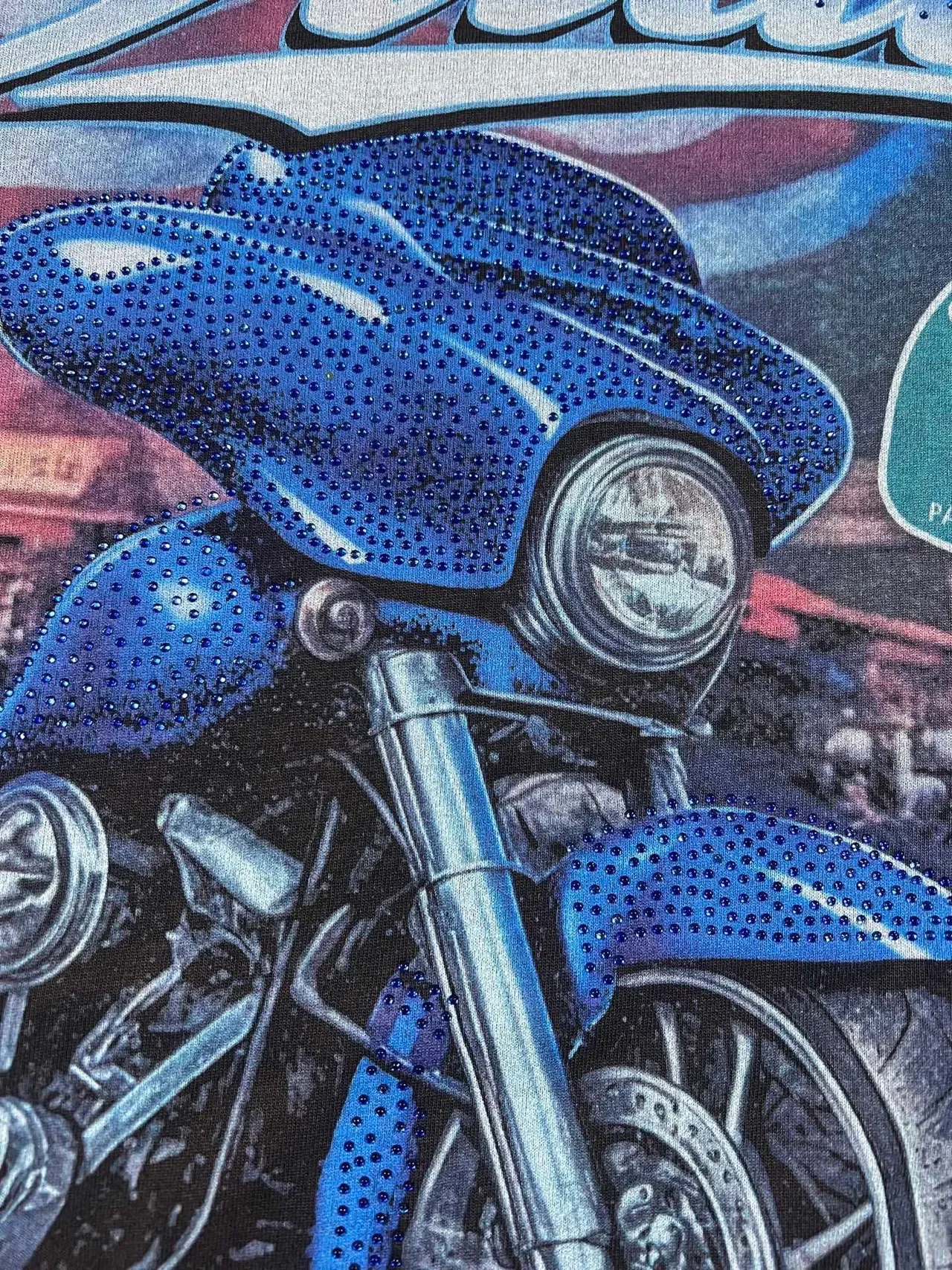 Studded Washed Black Motorcycle Graphic T-Shirt 4