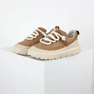 Tan and Beige Platform Lifestyle Sneakers
