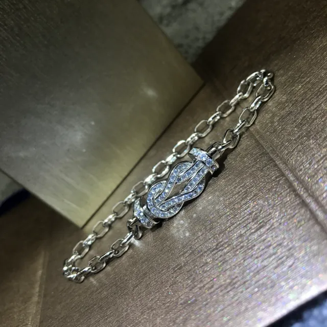 Three-Tone Pavé Knot Charm Link Bracelets 4