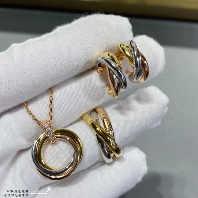 Tri-Tone Twisted Hoop Earrings 4