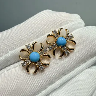 Brincos Turquesa Cabochon Starburst