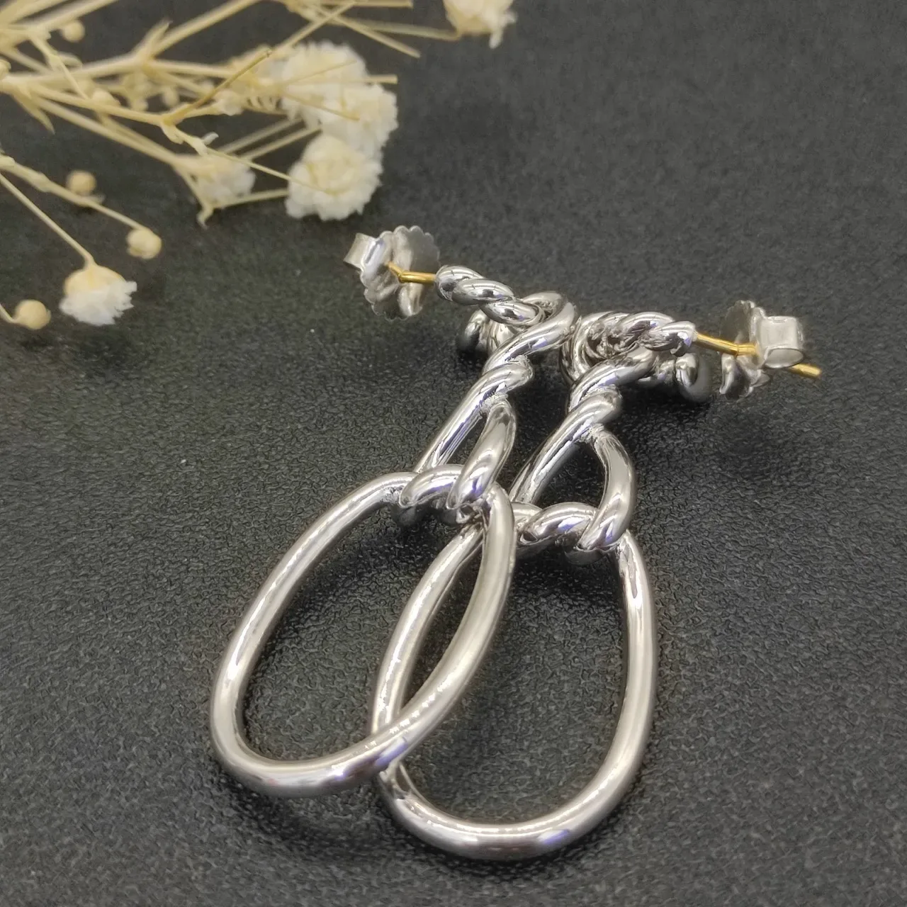 Twisted Knot Teardrop Hoop Dangling Earrings 7