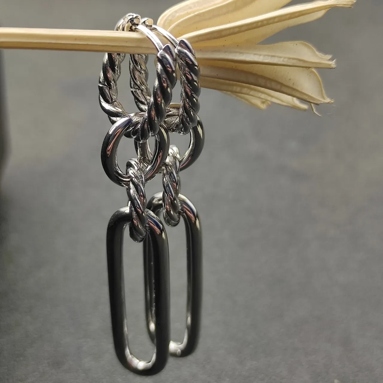 Boucles d'oreilles en argent Twisted Rope Oval Link 4