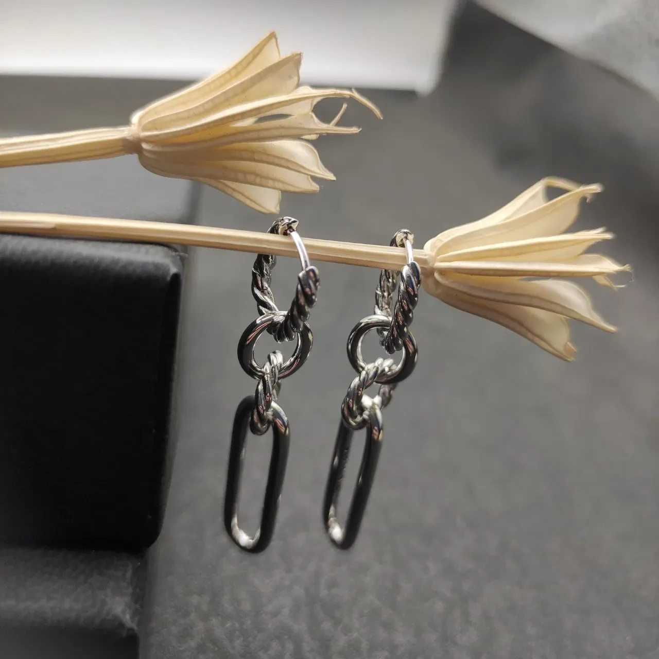 Boucles d'oreilles en argent Twisted Rope Oval Link 5