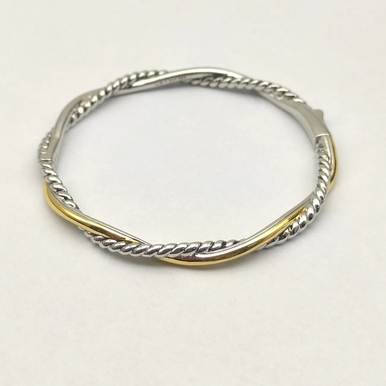 Two-Tone Twisted Rope Motif Bangle Bracelet 4