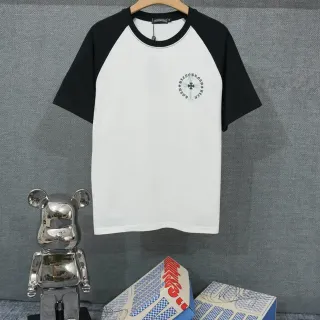 T-shirt à manches raglan contrastées blanc et noir