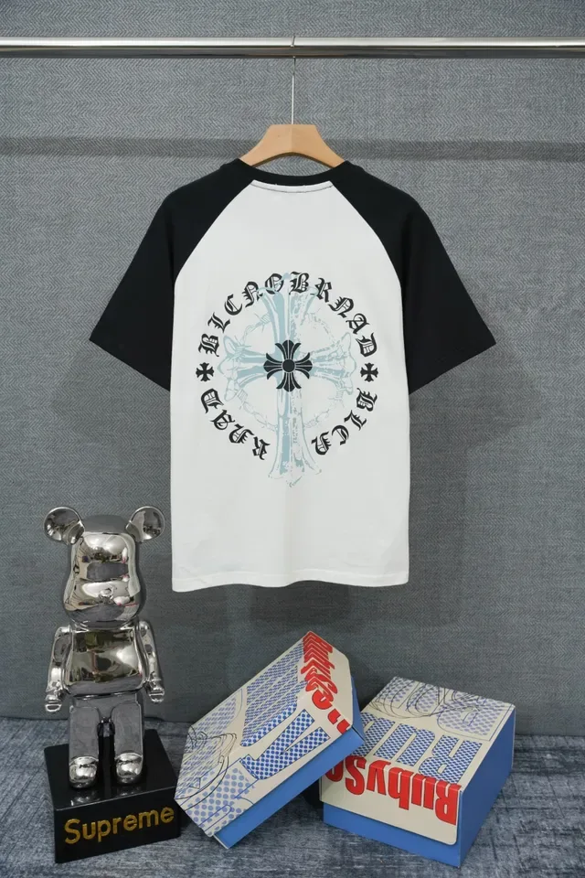 White and Black Raglan Sleeve Contrast T-Shirt 2